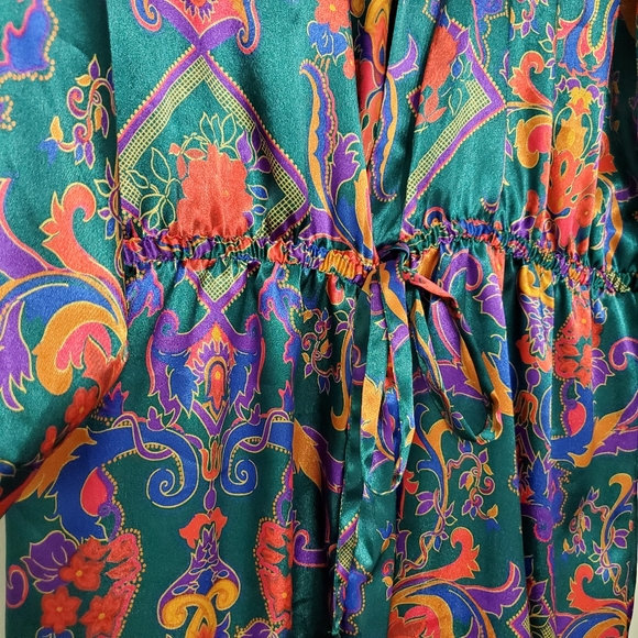 Vintage Victoria Secret Gold Label Paisley Satin Night Gown Wrap Robe - Picture 4 of 7